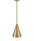 Betty 1-Light Small Pendant in Lacquered Brass