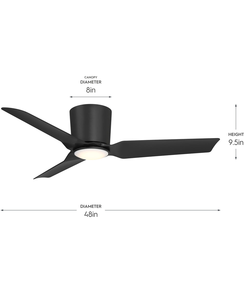 Rynn 48-in. 3-Blade Flush Mount Modern LED Ceiling Fan Matte Black