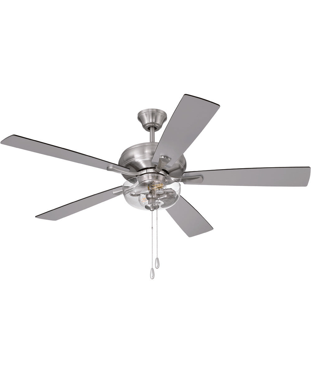 EOS 2 Light Clear Bowl 52" Ceiling Fan 2-Light Fan Brushed Polished Nickel