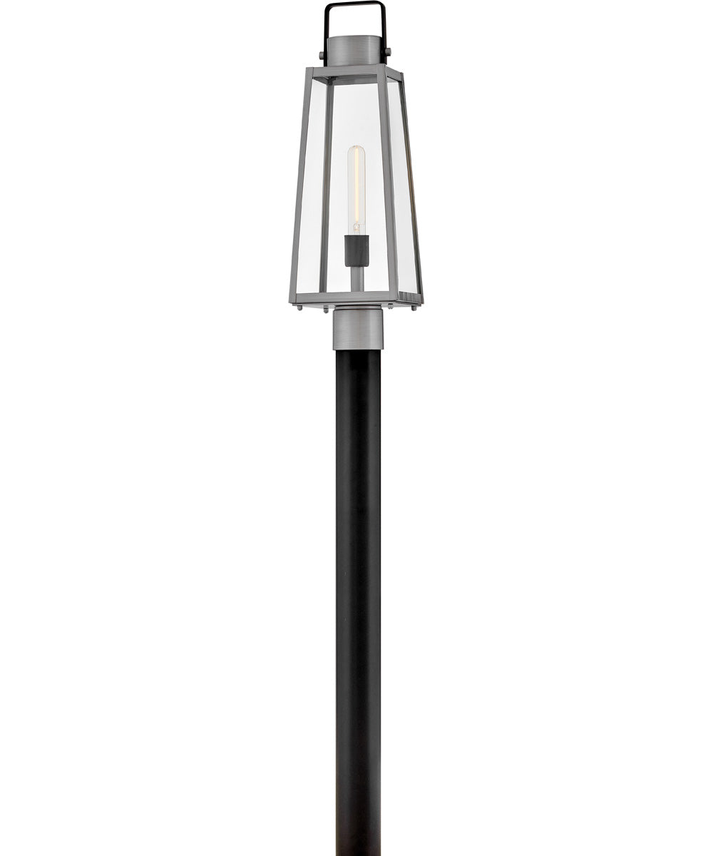 Hugh 1-Light Large Post Mount Lantern in Antique Brushed Aluminum