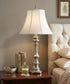 33"H 1-Light 3-Way Table Lamp Antique Nickel