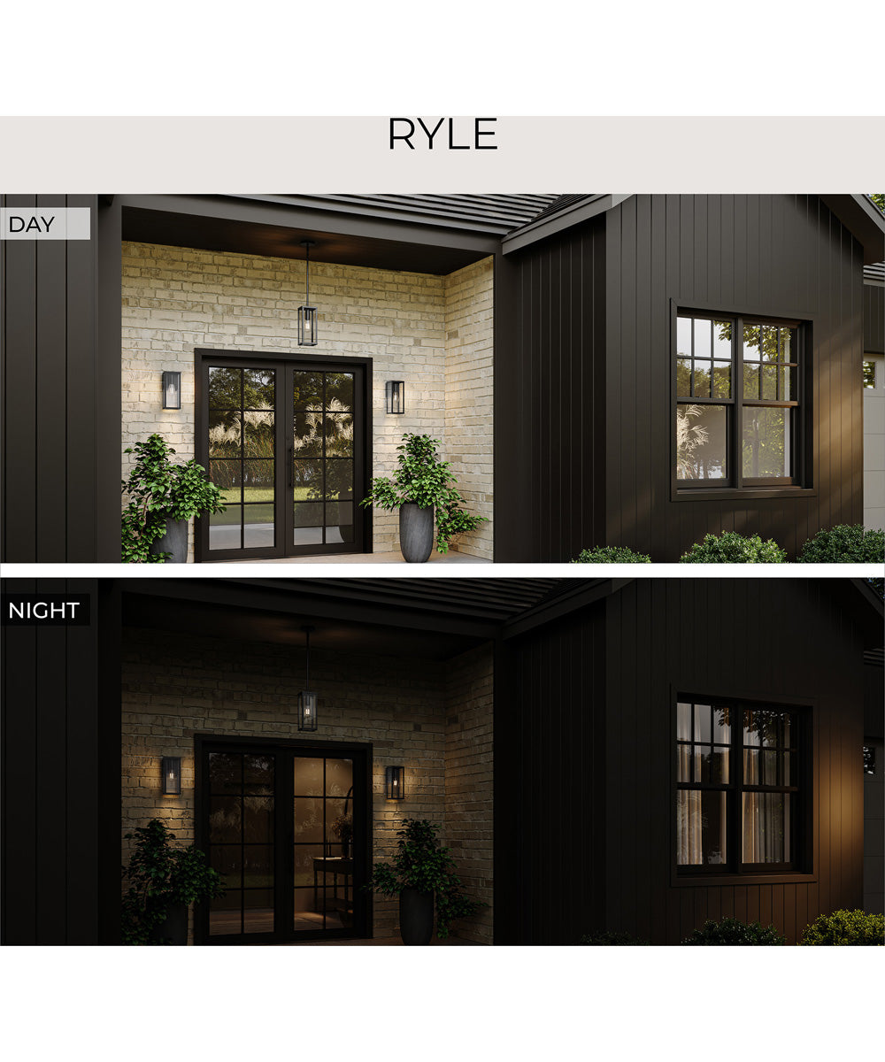 Ryle 1-Light Medium Wall Lantern with Clear Glass Panels Matte Black