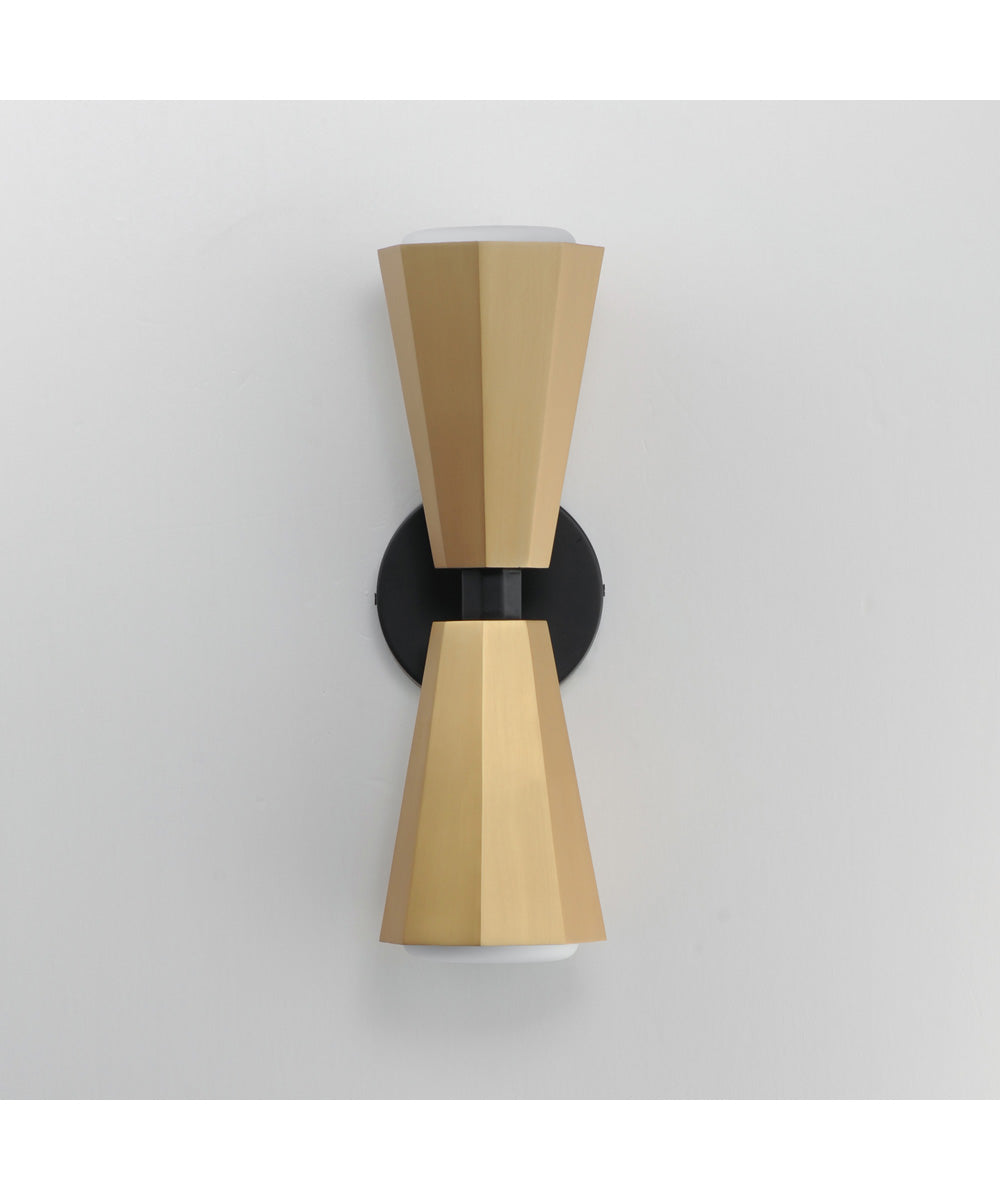 Rizzo 2-Light Wall Sconce Black / Antique Brass