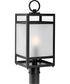 Parrish 1-Light Clear Etched Glass Modern Craftsman Outdoor Post Light Matte Black