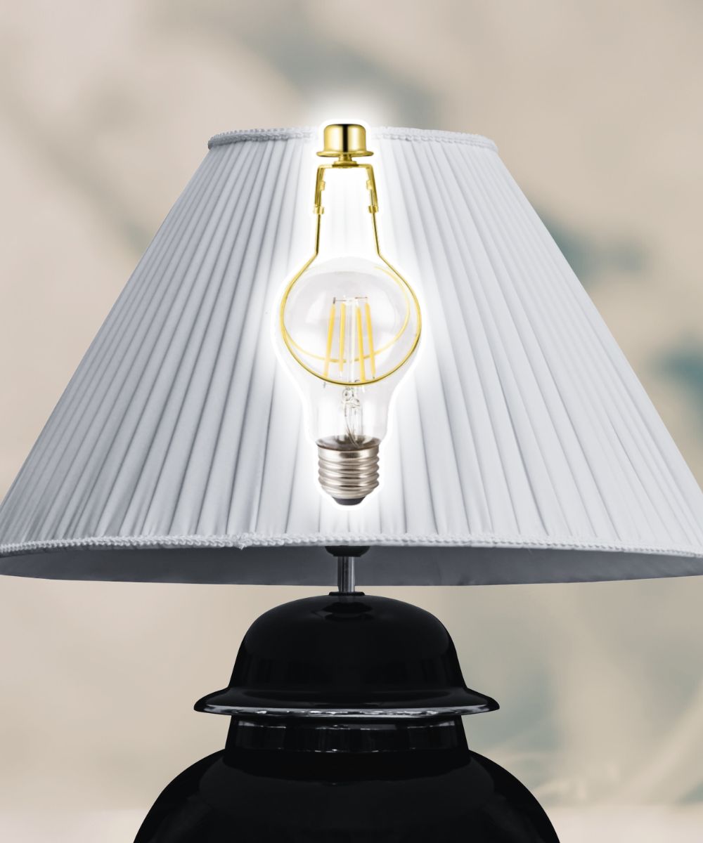 2 Pack Polished Brass Clip-On Medium-Base Harp Fitter Adapter with Finial Cap