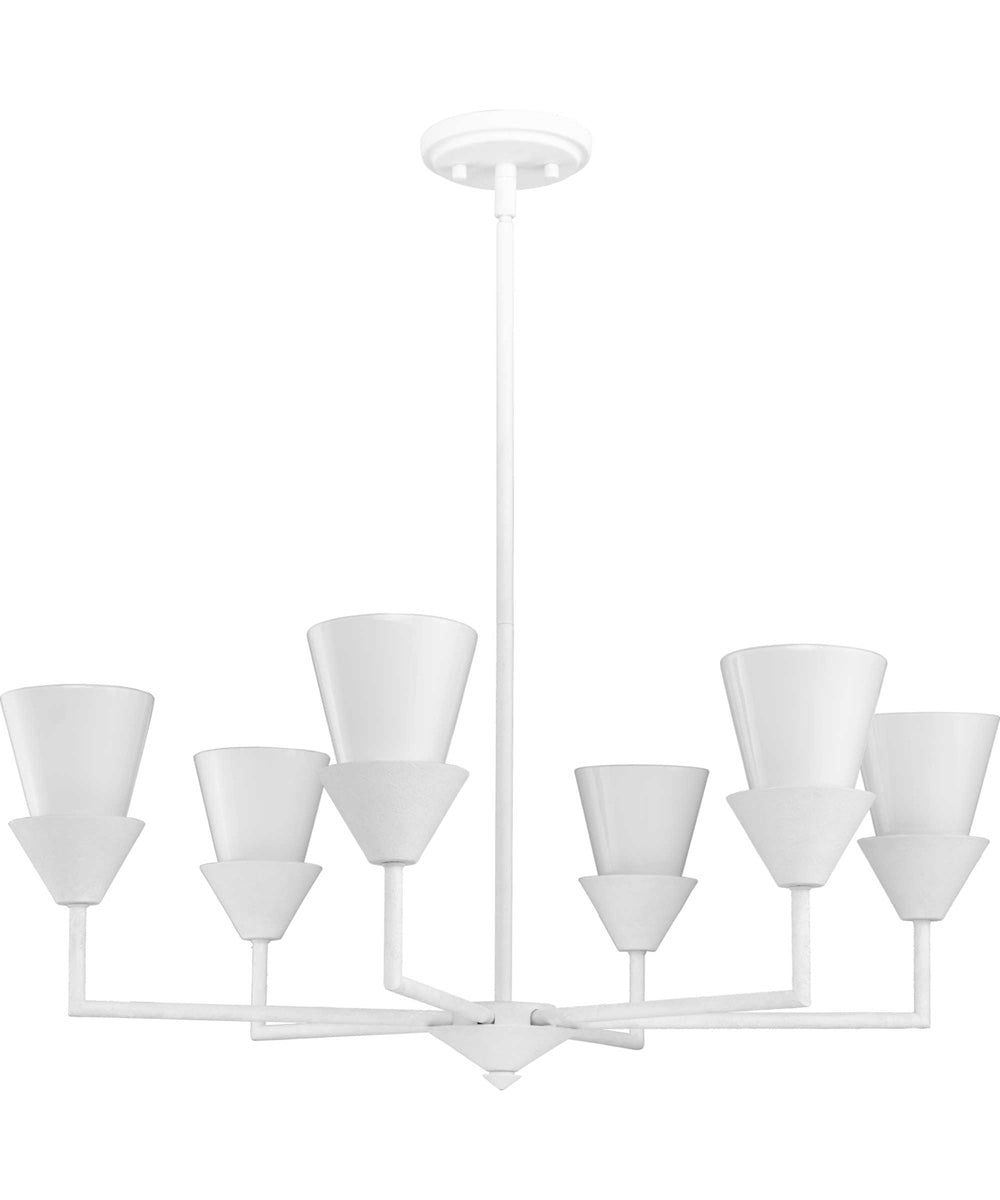 Pinellas 6-Light Contemporary Chandelier White Plaster