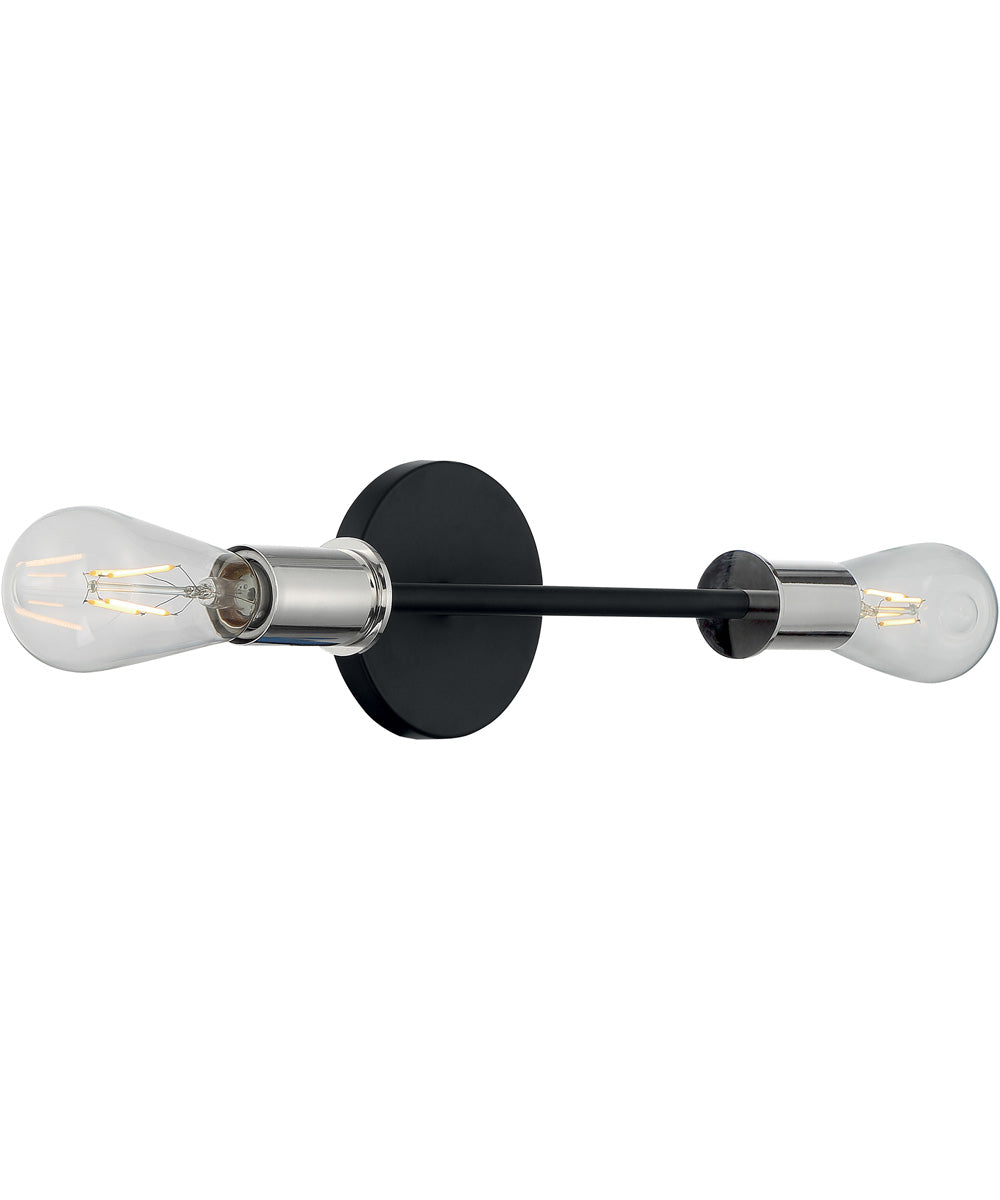 5"W Ryder 2-Light Vanity & Wall Black / Polished Nickel