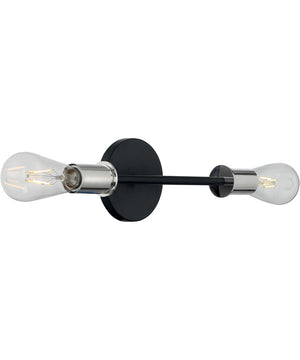 5"W Ryder 2-Light Vanity & Wall Black / Polished Nickel