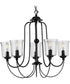 Bowman 5-Light Clear Chiseled Glass Coastal Chandelier Light Matte Black