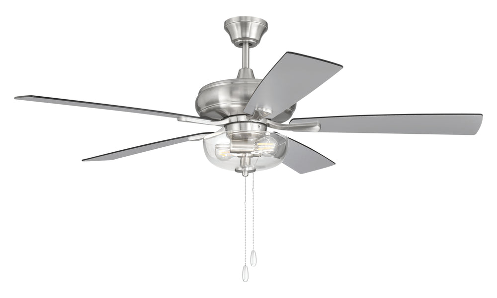 EOS 2 Light Clear Bowl 52" Ceiling Fan 2-Light Fan Brushed Polished Nickel