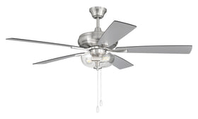 EOS 2 Light Clear Bowl 52" Ceiling Fan 2-Light Fan Brushed Polished Nickel