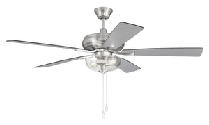 EOS 2 Light Clear Bowl 52" Ceiling Fan 2-Light Fan Brushed Polished Nickel