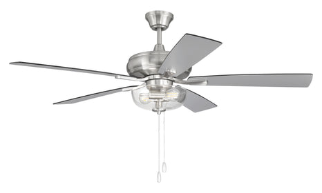 EOS 2 Light Clear Bowl 52" Ceiling Fan 2-Light Fan Brushed Polished Nickel