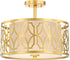 15"W Filigree 2-Light Close-to-Ceiling Natural Brass