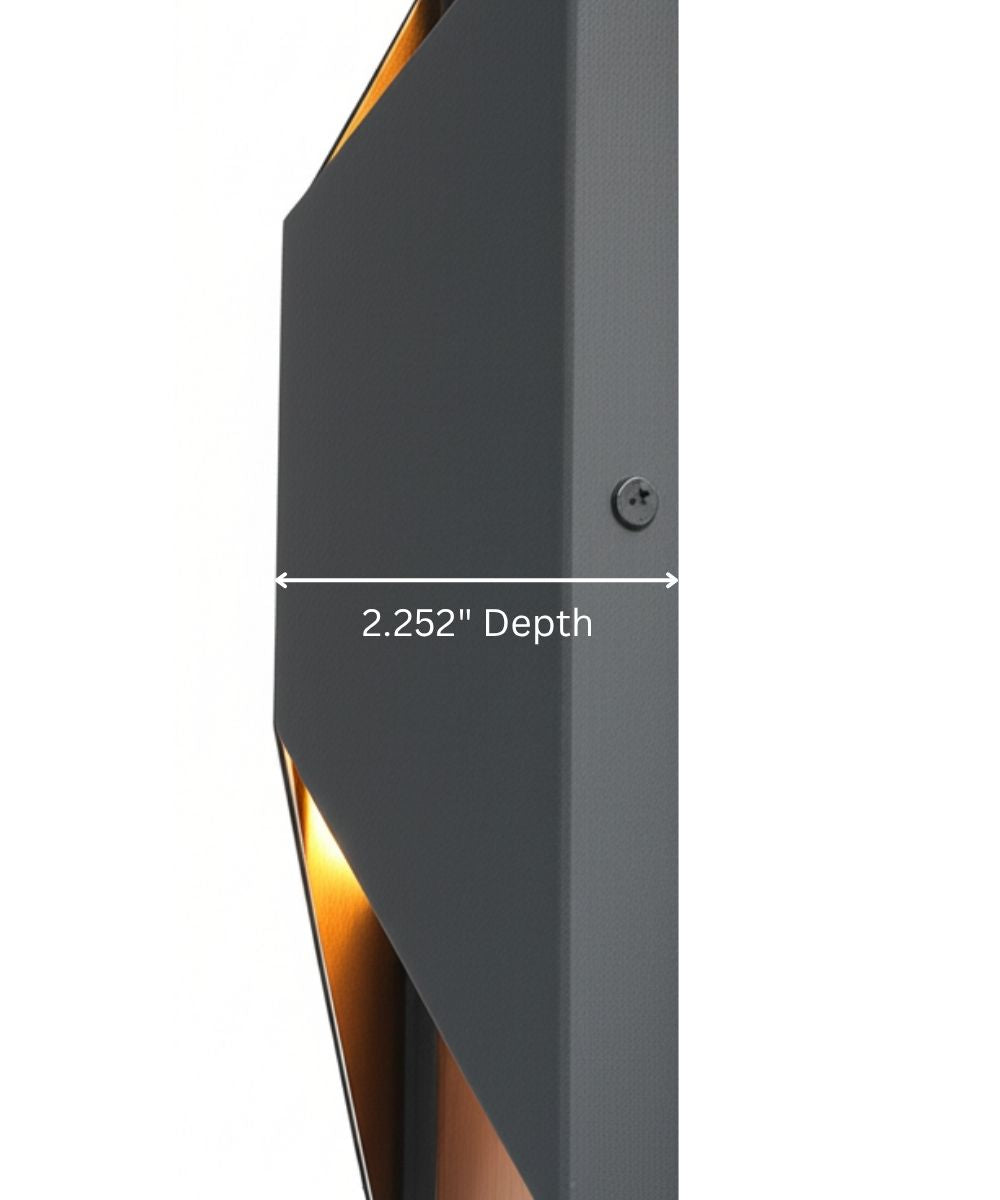 5"W Peak 2-Light LED Pocket Sconce Matte Black/Satin Brass