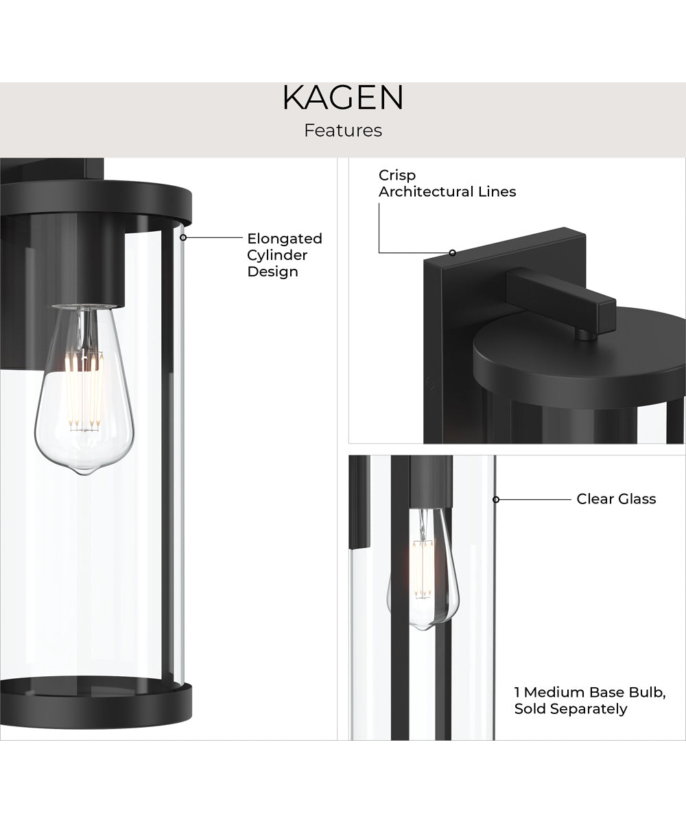 Kagen Large Outdoor Wall Light with Clear Glass Panels Matte Black