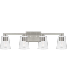 Vertex 4-Light Clear Glass Contemporary Bath Light Brushed Nickel