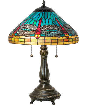 23" High Tiffany Dragonfly Table Lamp Blue
