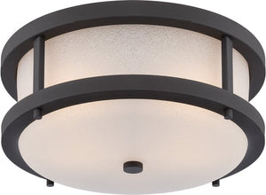 14"W Willis 2-Light Outdoor Textured Black / Antique White