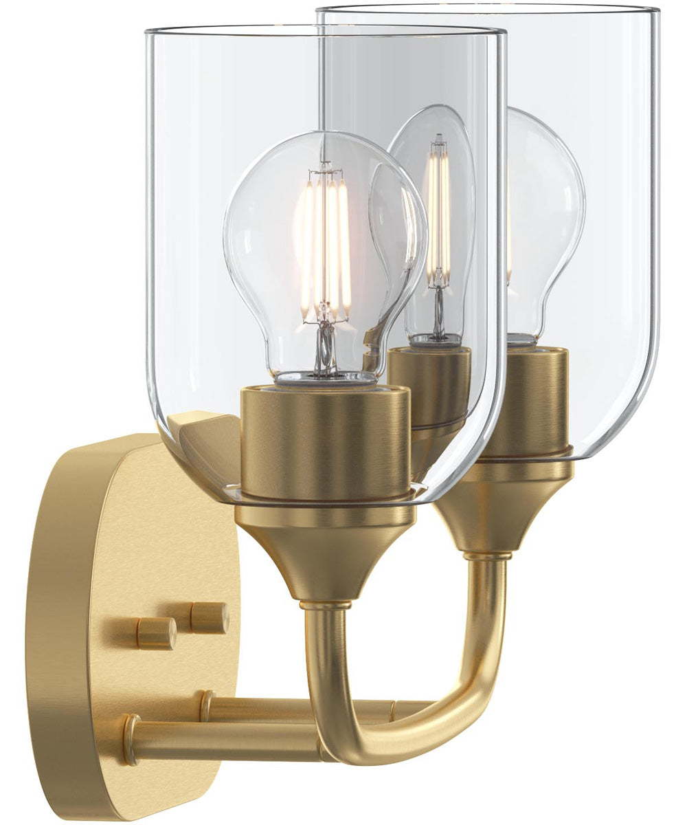 Ilia 2-Light Bath Vanity with Clear Glass Shade Brushed Gold