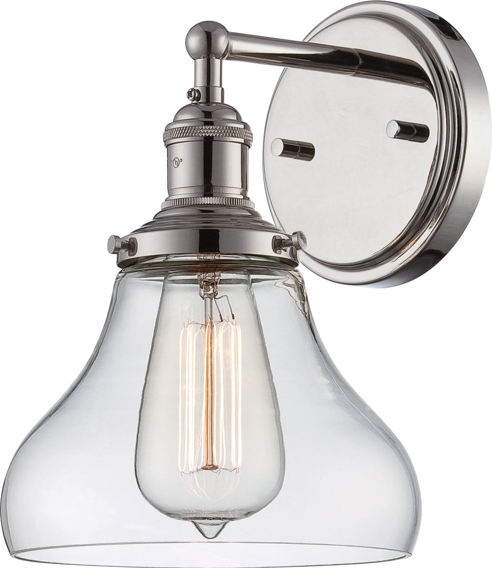 8"W Vintage 1-Light Vanity & Wall Polished Nickel