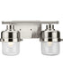 Beckner 2-Light Clear Glass Urban Industrial Bath Light Brushed Nickel
