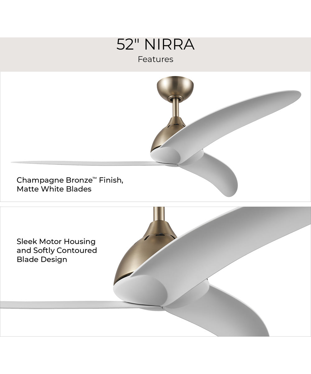 Nirra 52-in. 3-Blade Modern Ceiling Fan Champagne Bronze