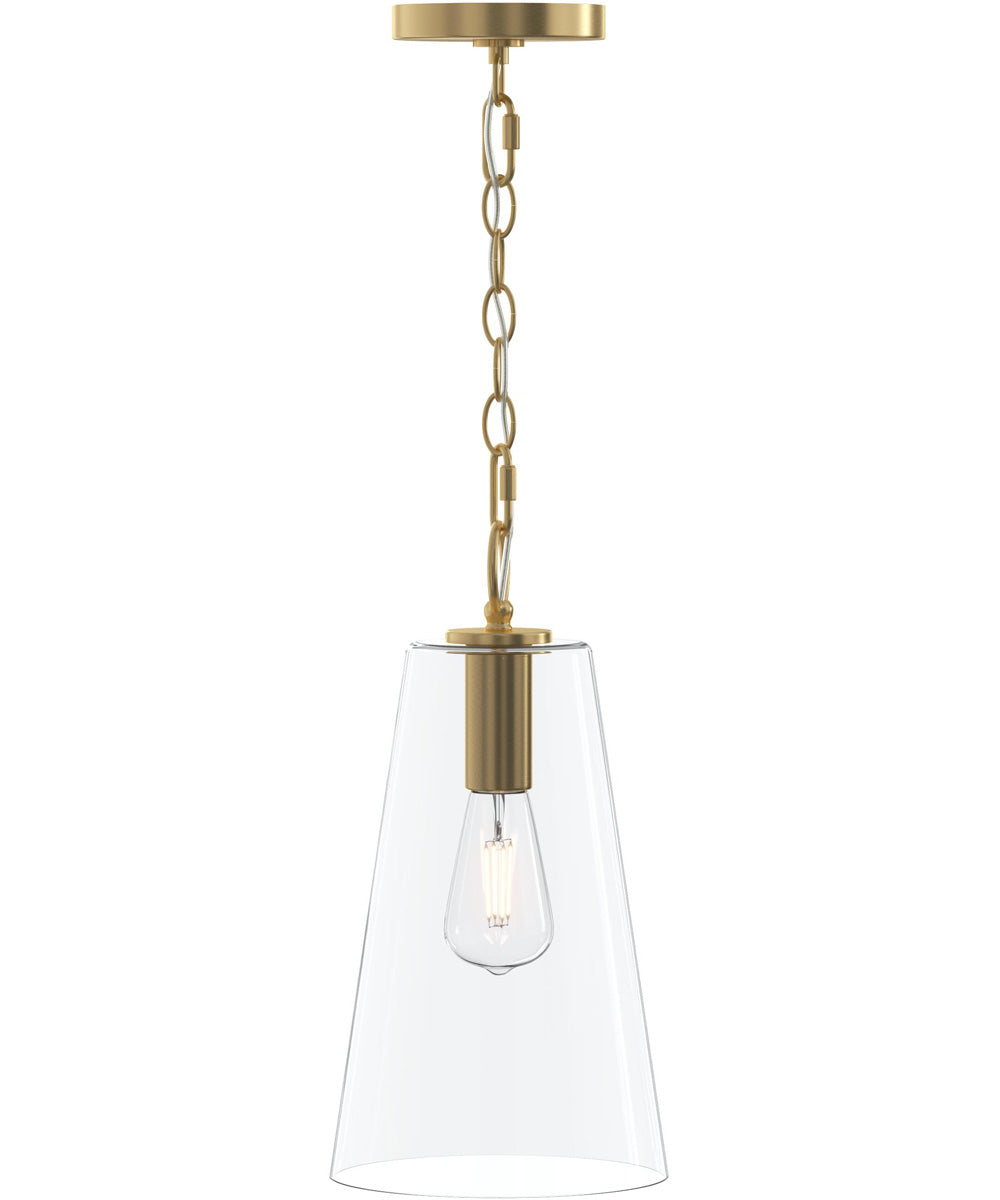 Jheni 1-Light Pendant with Clear Glass Shade Brushed Gold