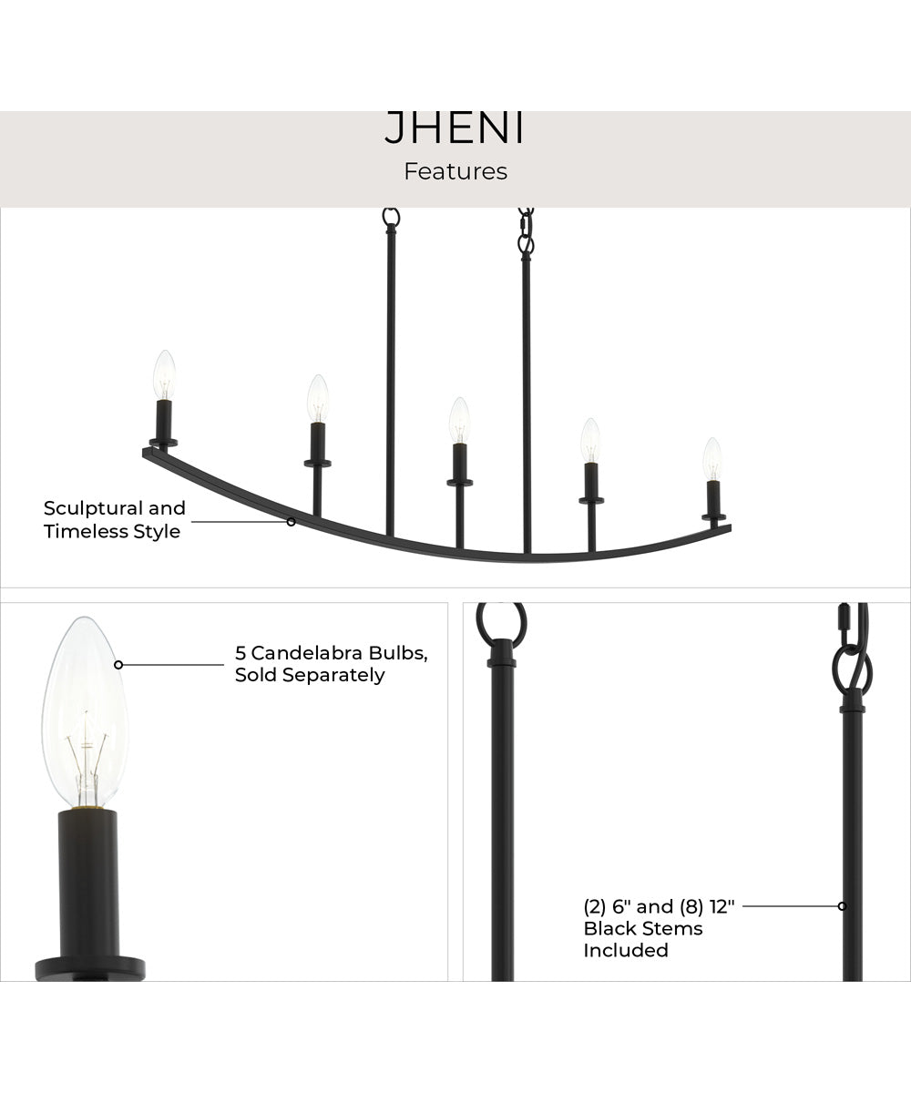 Jheni 5-Light Linear Chandelier Matte Black