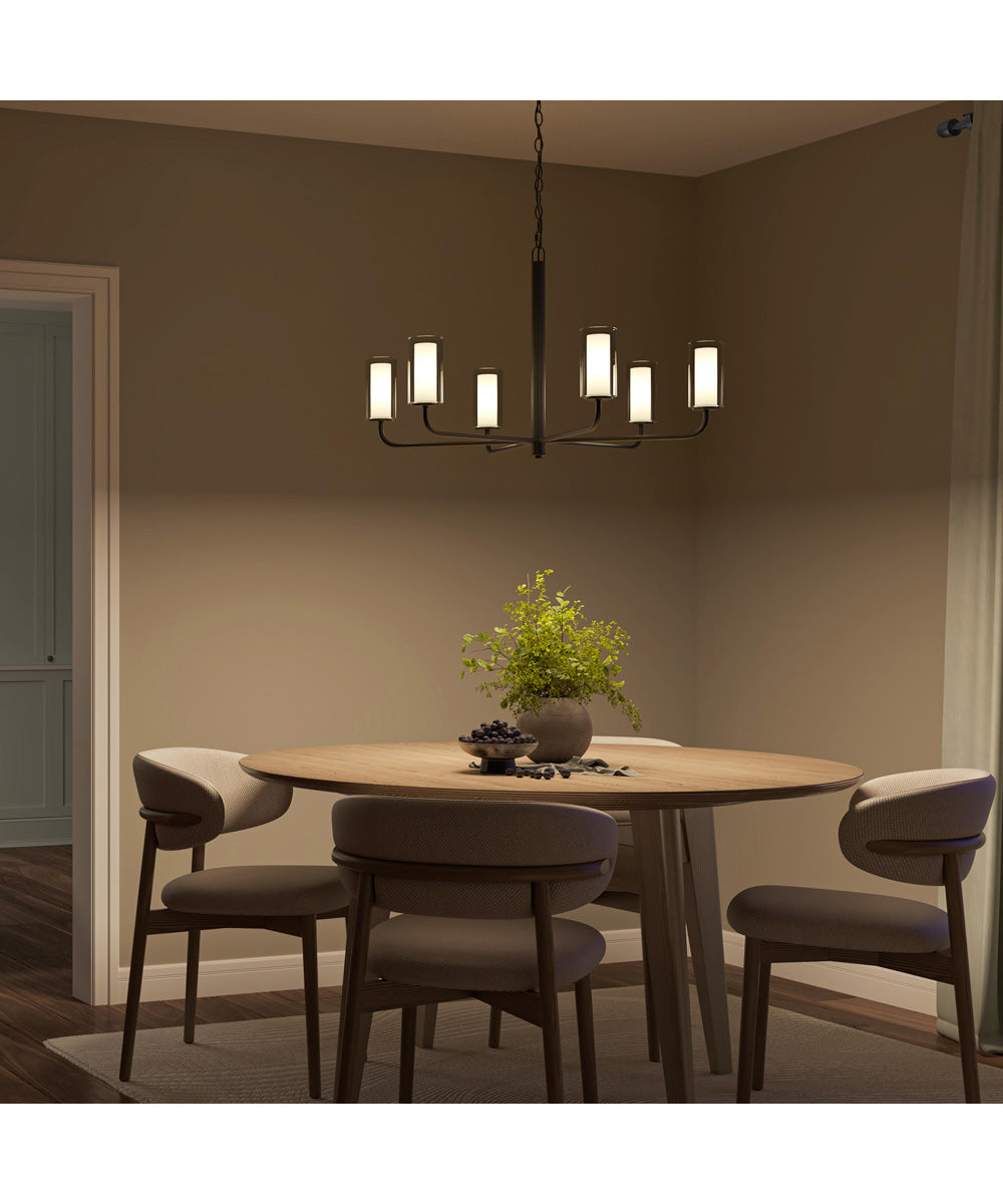 Mack 6-Light Chandelier with Layered Glass Shades Matte Black
