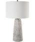 Distressed Ceramic Tapered Table Lamp with White Linen