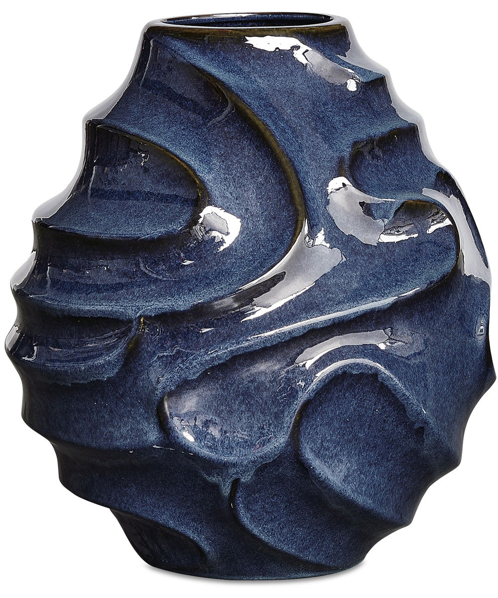 Helix Swirl Blue Outdoor Vase