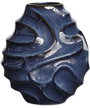 Helix Swirl Blue Outdoor Vase