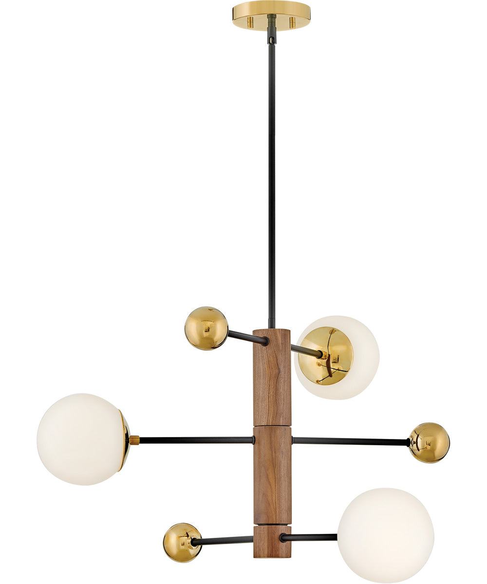 Auggie 3-Light Medium Adjustable Multi Tier Chandelier in Bright Brass