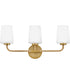 Kline 3-Light Medium Three Light Vanity in Lacquered Brass