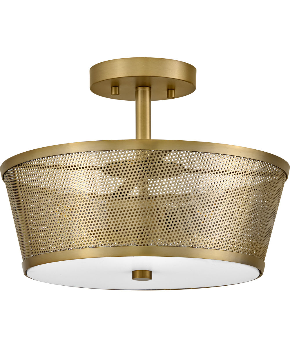 Cash 3-Light Medium Semi-Flush Mount in Lacquered Brass