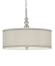 Margot 22"W 3-Light Brushed Steel Finish with Silver Metallic Drum Shade Pendant Light by KenroyHome