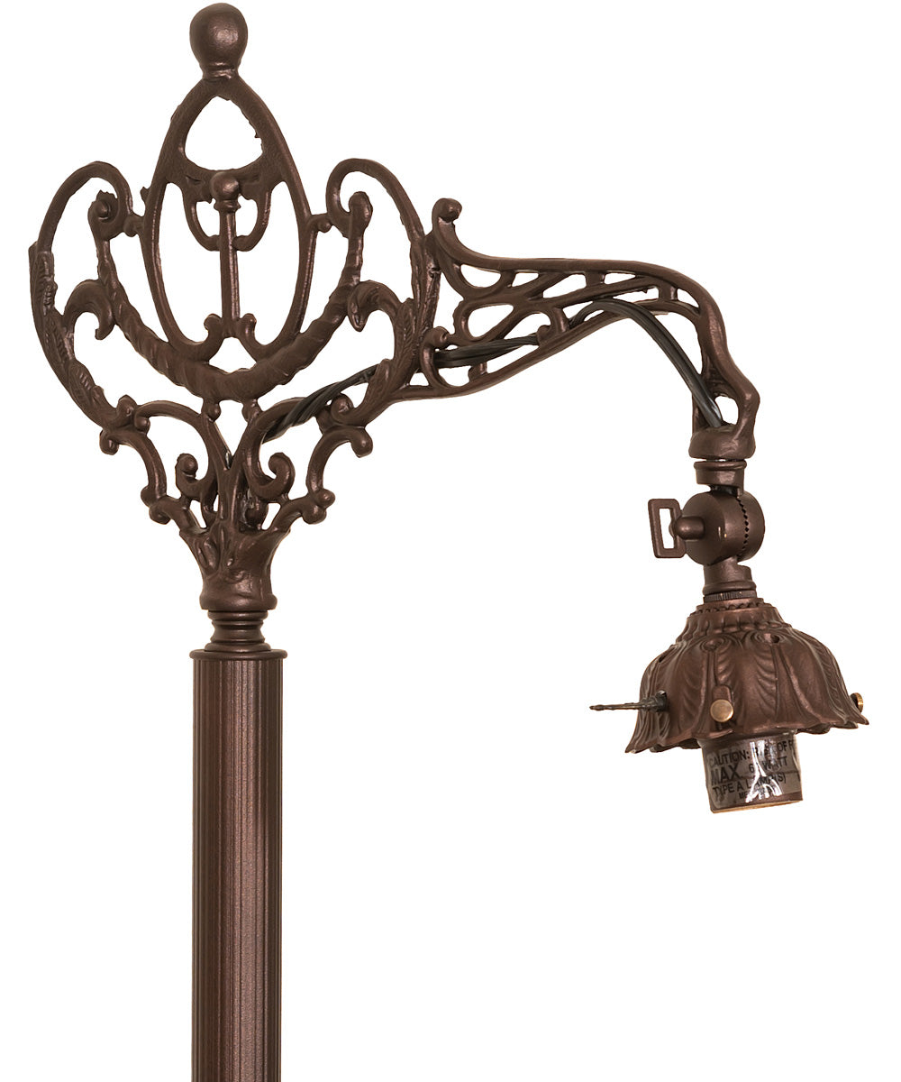 60" High Victorian Bridge Arm W/Pleated Textrene Shade Floor Lamp