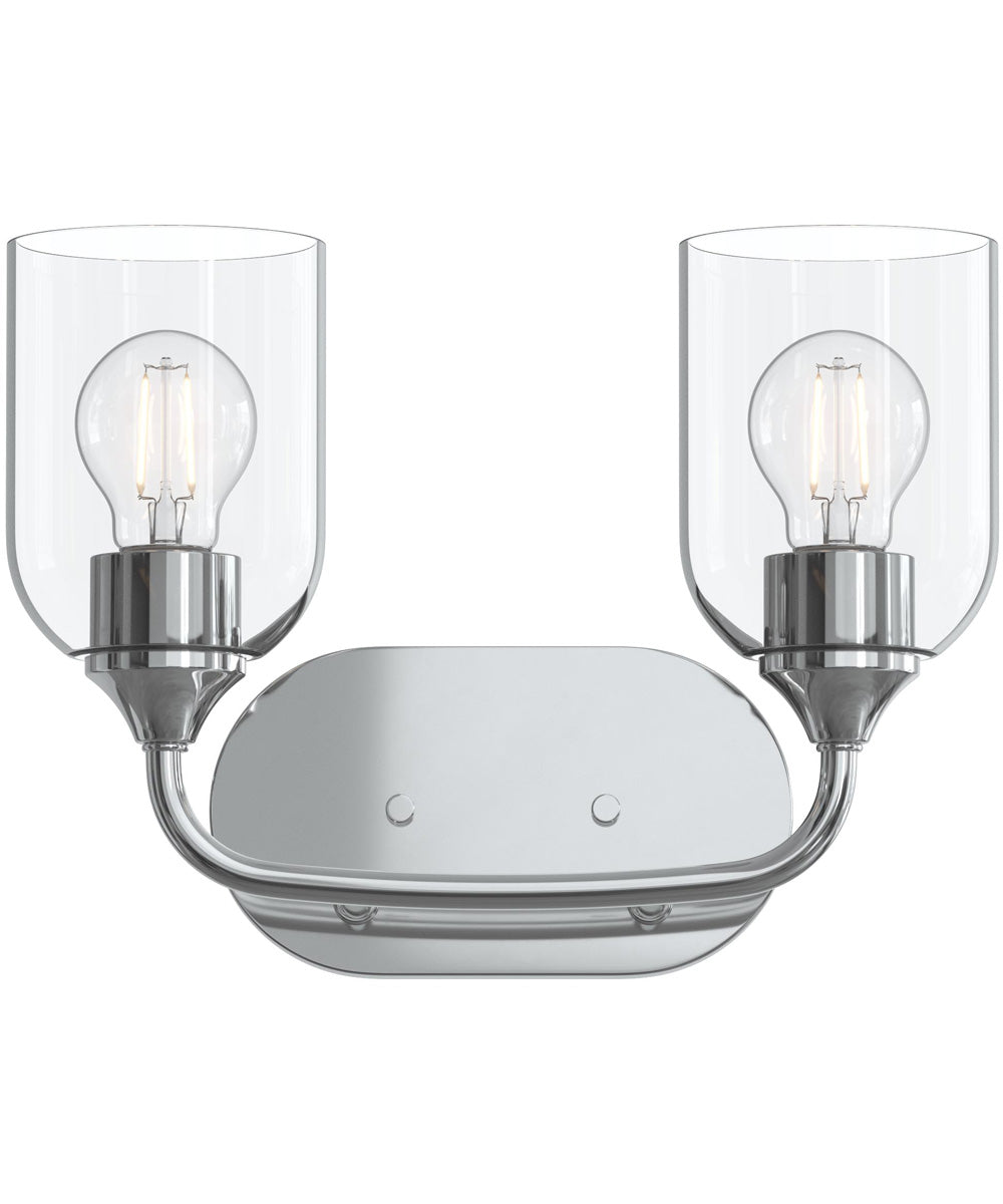 Ilia 2-Light Bath Vanity with Clear Glass Shade Polished Chrome