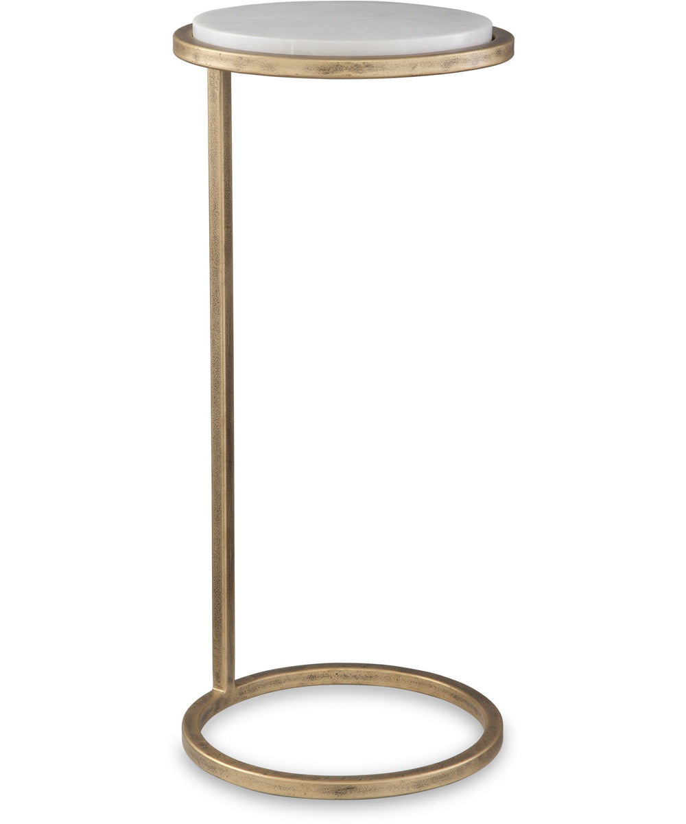Accent Table with White Banswara Marble and Aged Gold