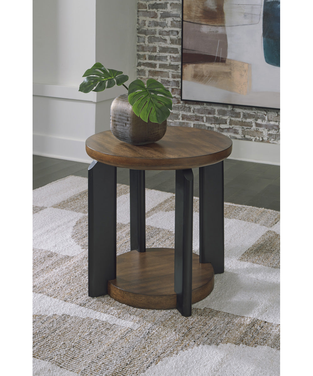 Kraeburn Round End Table Brown/Black