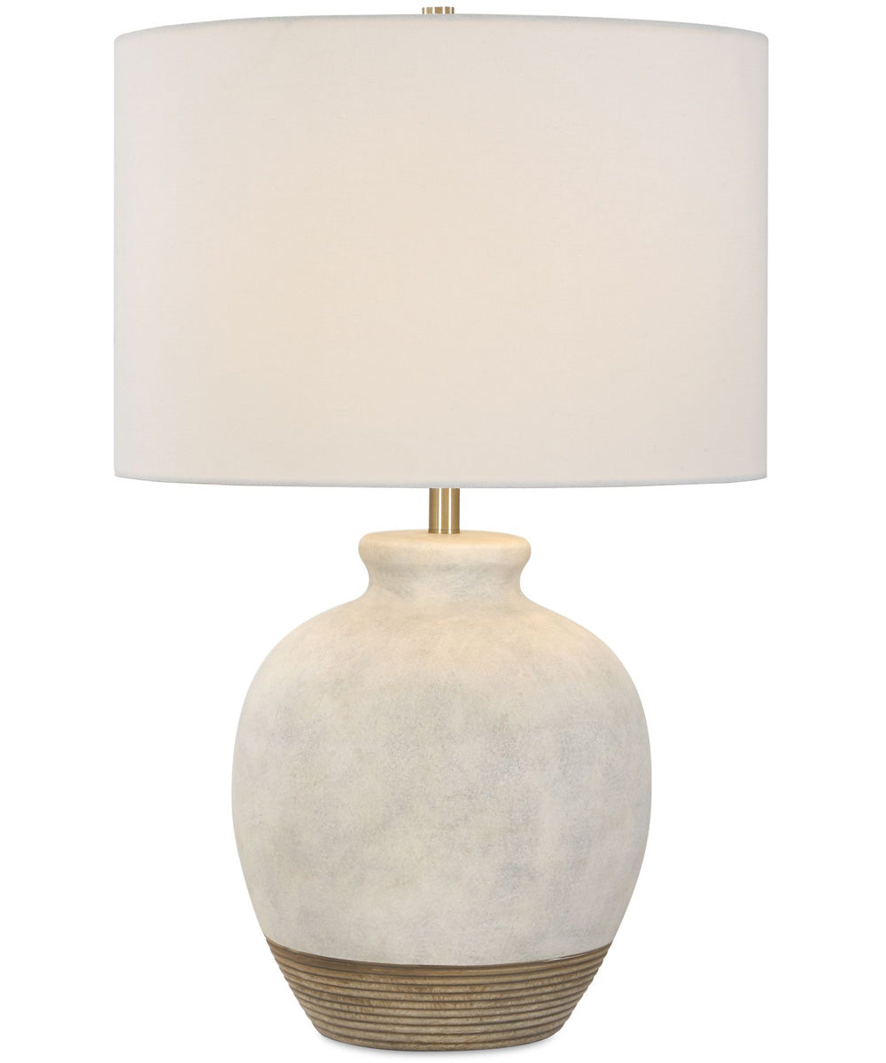 1-Light Table Lamp with Textured Ceramic in White Wash and Rust Brown