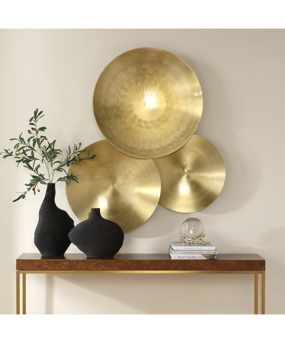 Cymbalic Round Brass Wall Art Set of 3