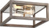 13"W Bliss 2-Light Close-to-Ceiling Driftwood / Polished Nickel Accents