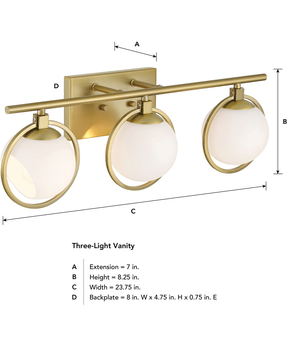Teatro 3 Light Vanity Brushed Gold