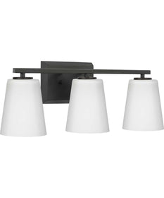 Vertex 3-Light Etched White Glass Contemporary Bath Light Matte Black