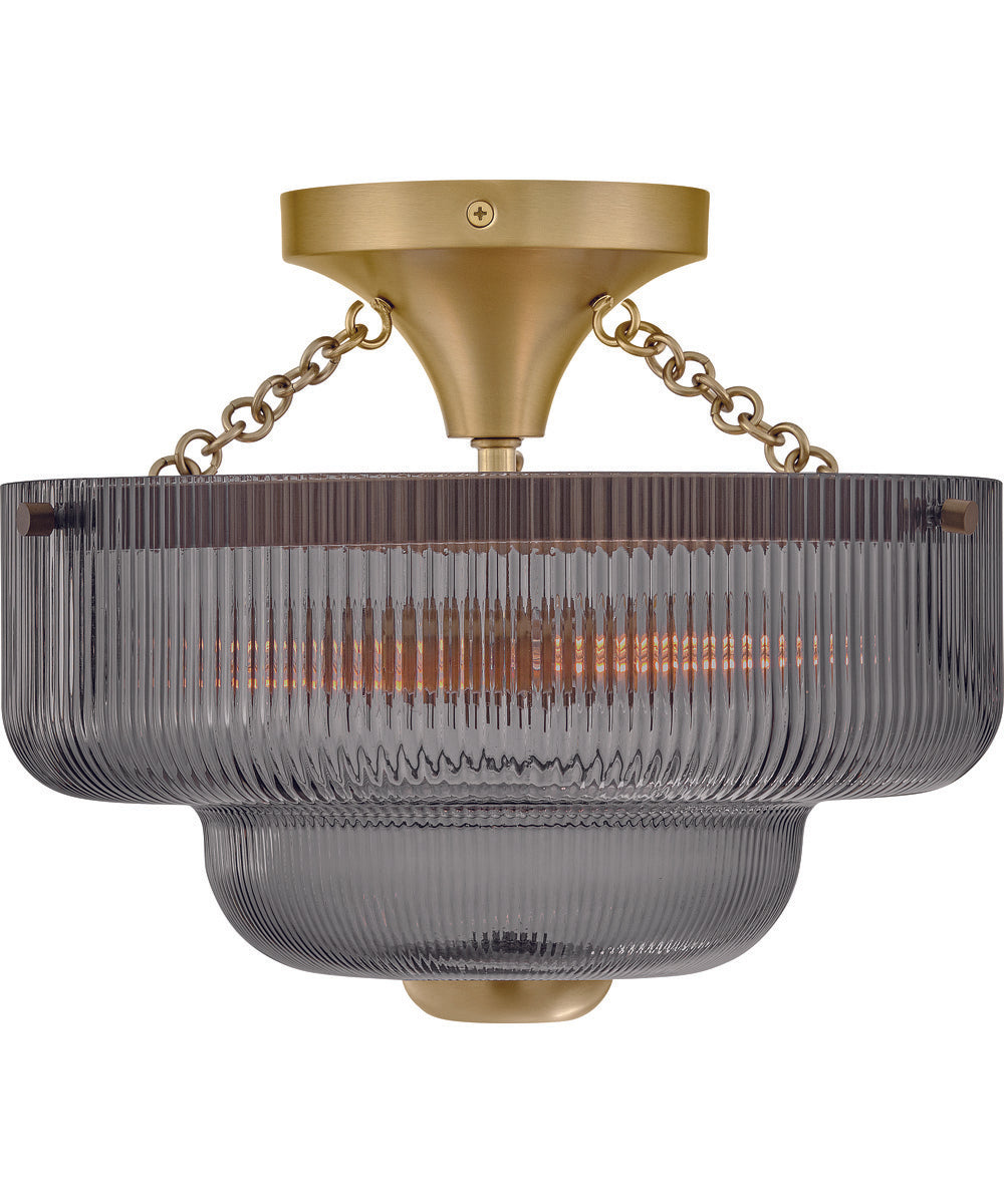 Adella 3-Light Small Semi-Flush Mount in Lacquered Brass