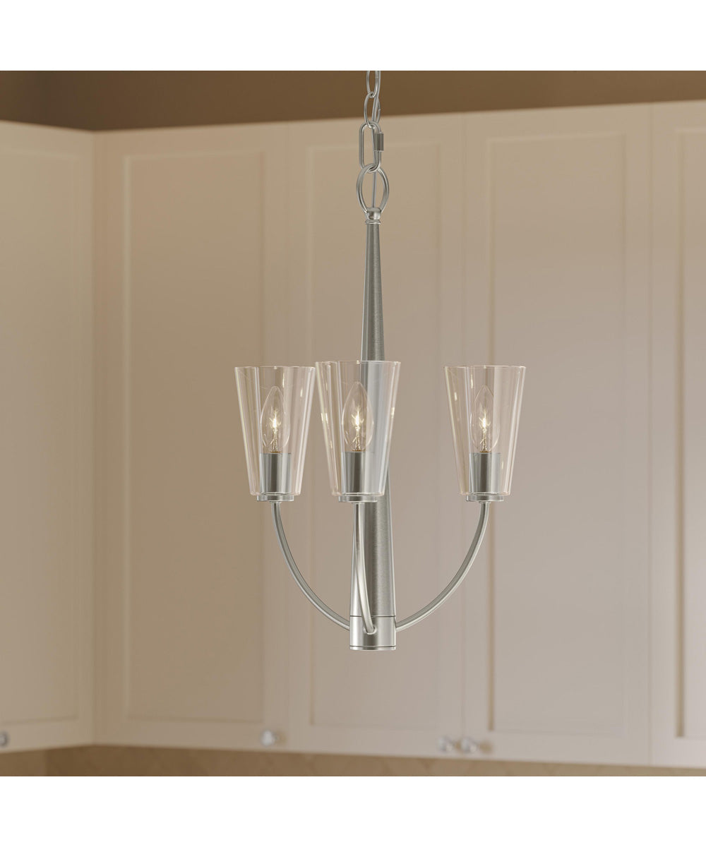 Jheni 3-Light Chandelier with Clear Glass Shades Brushed Nickel