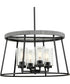 Laramie 4-Light Rustic Modern Clear Seeded Glass Chandelier Matte Black
