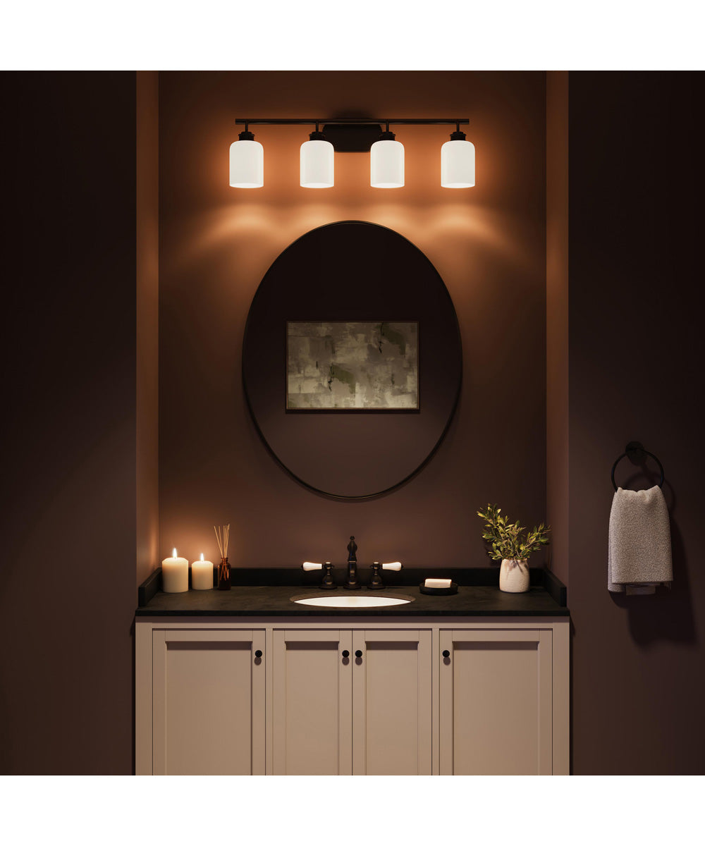 Reines 4-Light Bath Vanity with Opal Glass Shades Matte Black